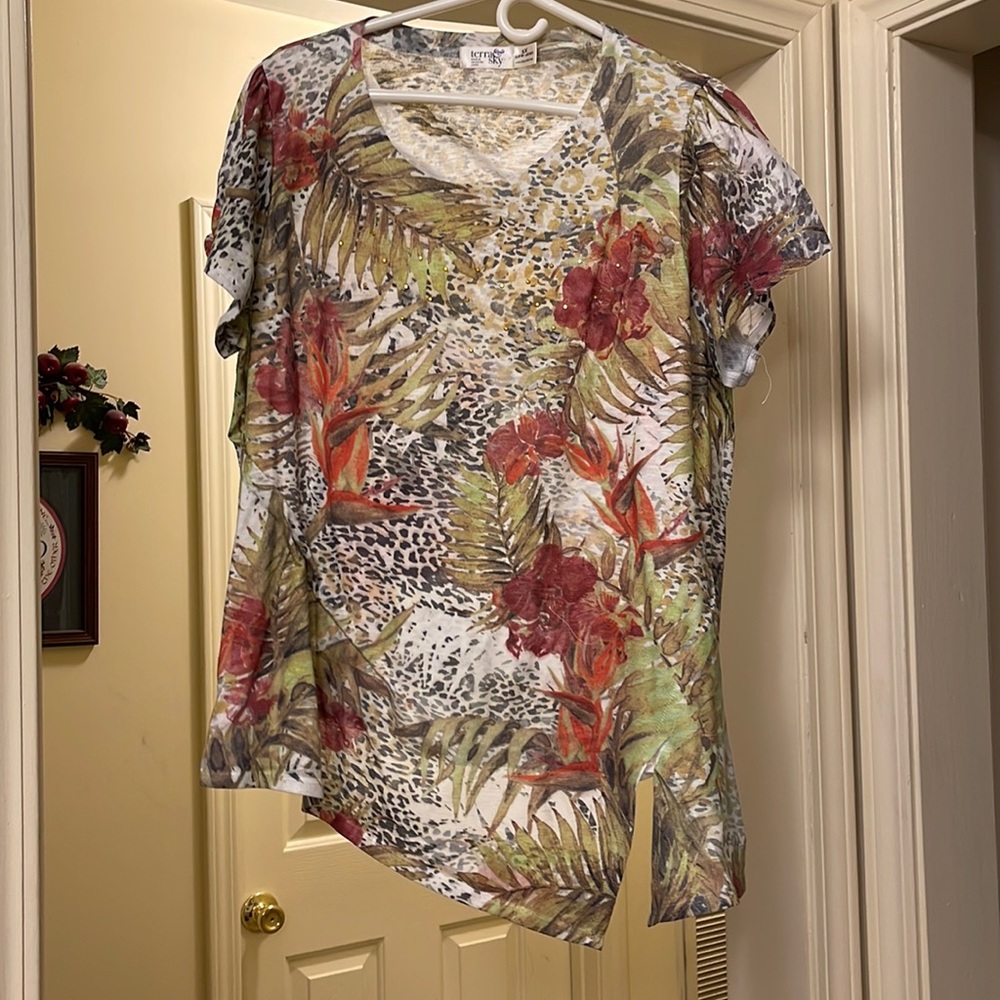 Floral and cheetah print blouse